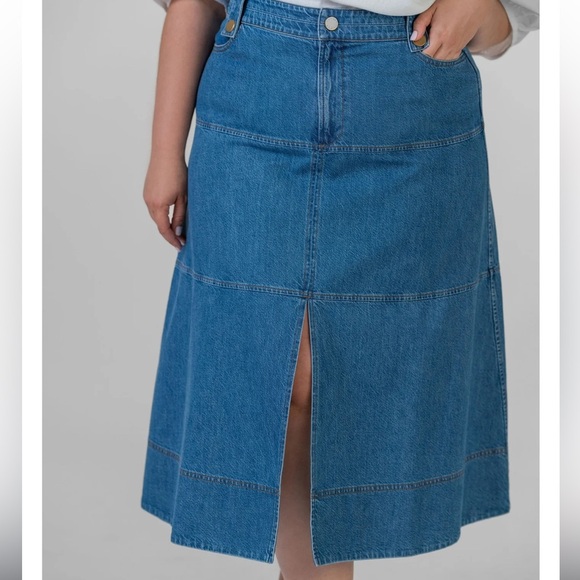 Tanya Taylor Hudie Denim Midi Jean Skirt Plus Size 20 Medium Indigo Blue NWT - Picture 12 of 13